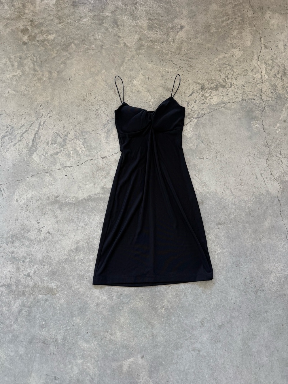 My Michelle Black Slip Midi Dress with Spaghetti Straps